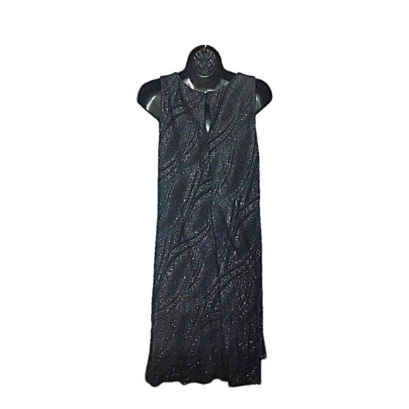Nine West Beautiful black‎ sequin slinky sleeveless swing tent dress size 10 new - Picture 6 of 16